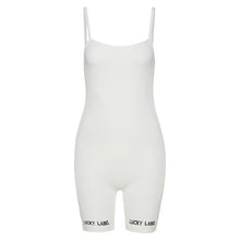 Load image into Gallery viewer, Simenual Ribbed Letter Embroidery Casual Women Playsuits Strap Workout Active Wear Bodycon Rompers Fashion Biker Shorts Playsuit