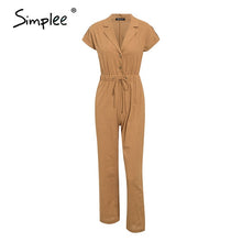 Load image into Gallery viewer, Simplee Casual high waist lace up women jumpsuits Buttons wide leg female playsuits romper Spring summer office ladies overalls
