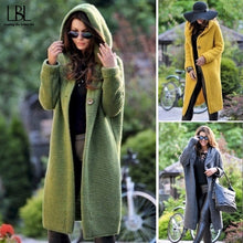 Load image into Gallery viewer, Women&#39;s Sweaters Winter 2020 Fashionable Casual Loose Sweater Female Autumn Cardigans Single Breasted Puff Hooded Coat Plus Size
