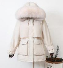 Load image into Gallery viewer, Large Natural Raccoon Fox Fur Hooded Winter Down Coat Women 90% White Duck Down Jacket Thick Warm Parkas Female Outerwear
